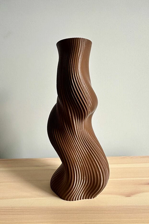Vazo dekorative Wave, ngjyrë kafe, Evila Originals, 23cm