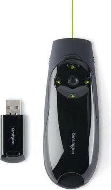 Prezenter Kensington Expert me lazer të gjelbër & kontroll kursor, RF, USB, 45 m, i zi