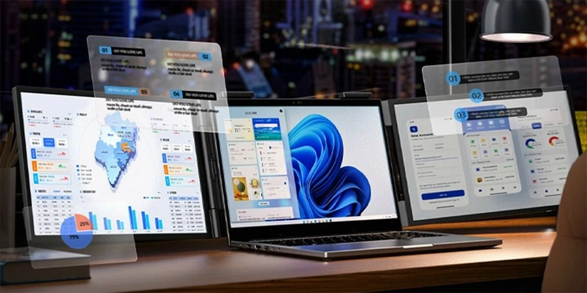 Monitor Zeuslap ZB14, 2x 14", Full HD, IPS, USB-C, i zi