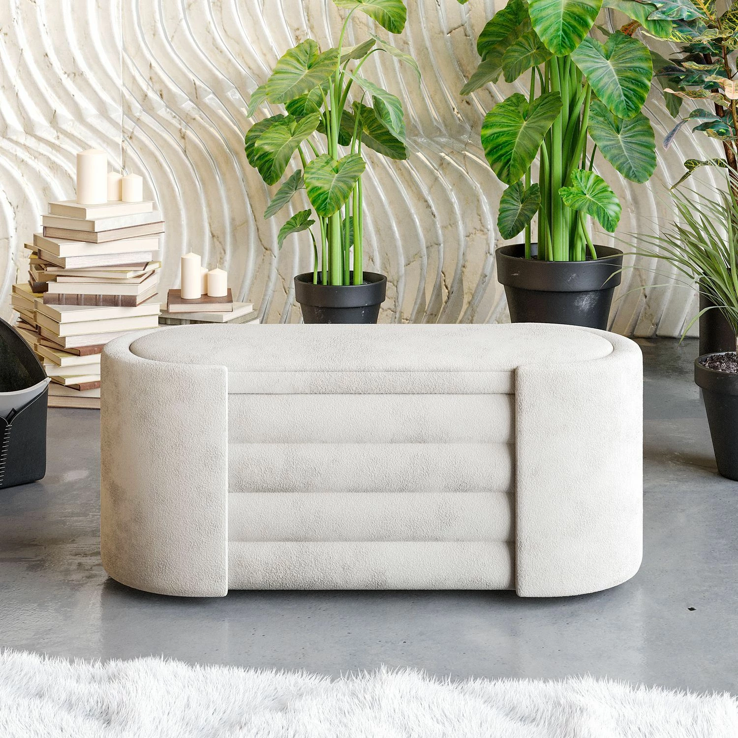 Bankë Atelier del Sofa, ngjyrë krem, Rosa Boxed