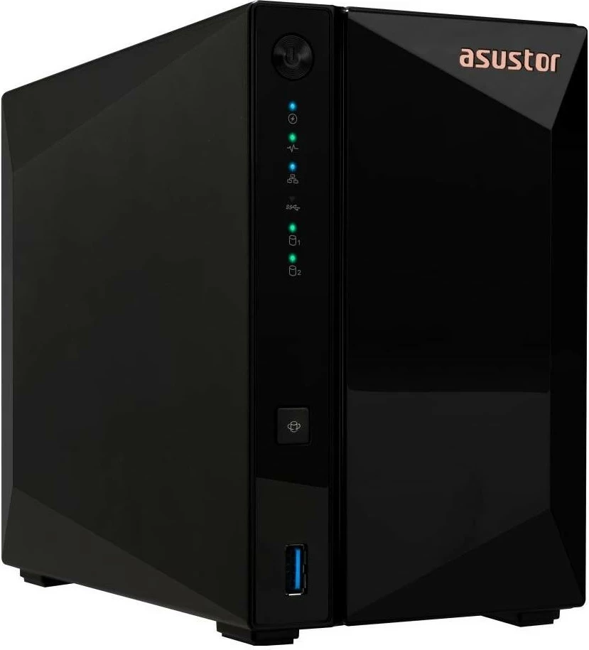 NAS Asustor AS3302T V2, 2 RAM, 2 slota HDD, DDR4, RJ-45, USB 3.2, kasë e pavarur
