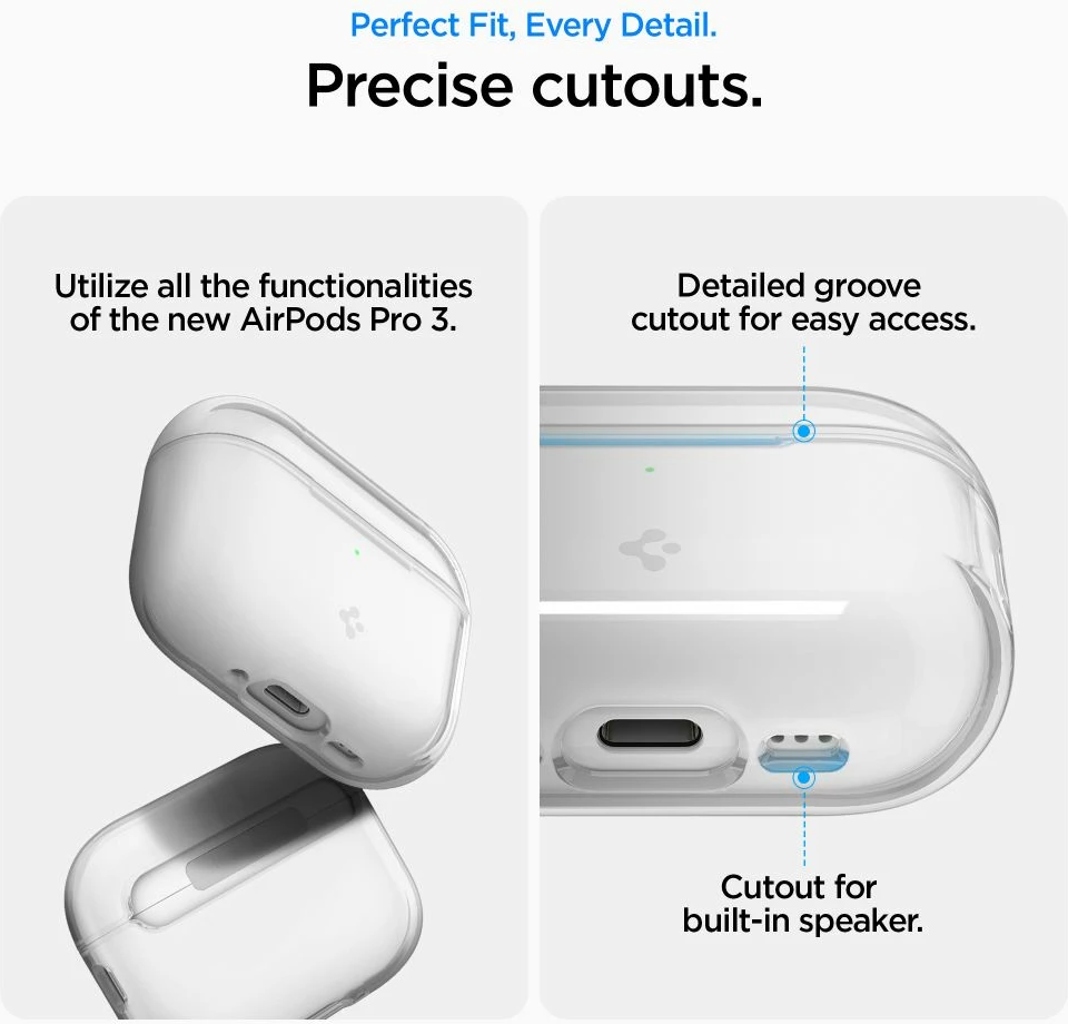 Mbështjellës TPU për AirPods Pro 3 Spigen Liquid Crystal, slim, me rrip dore, transparent, 1 copë