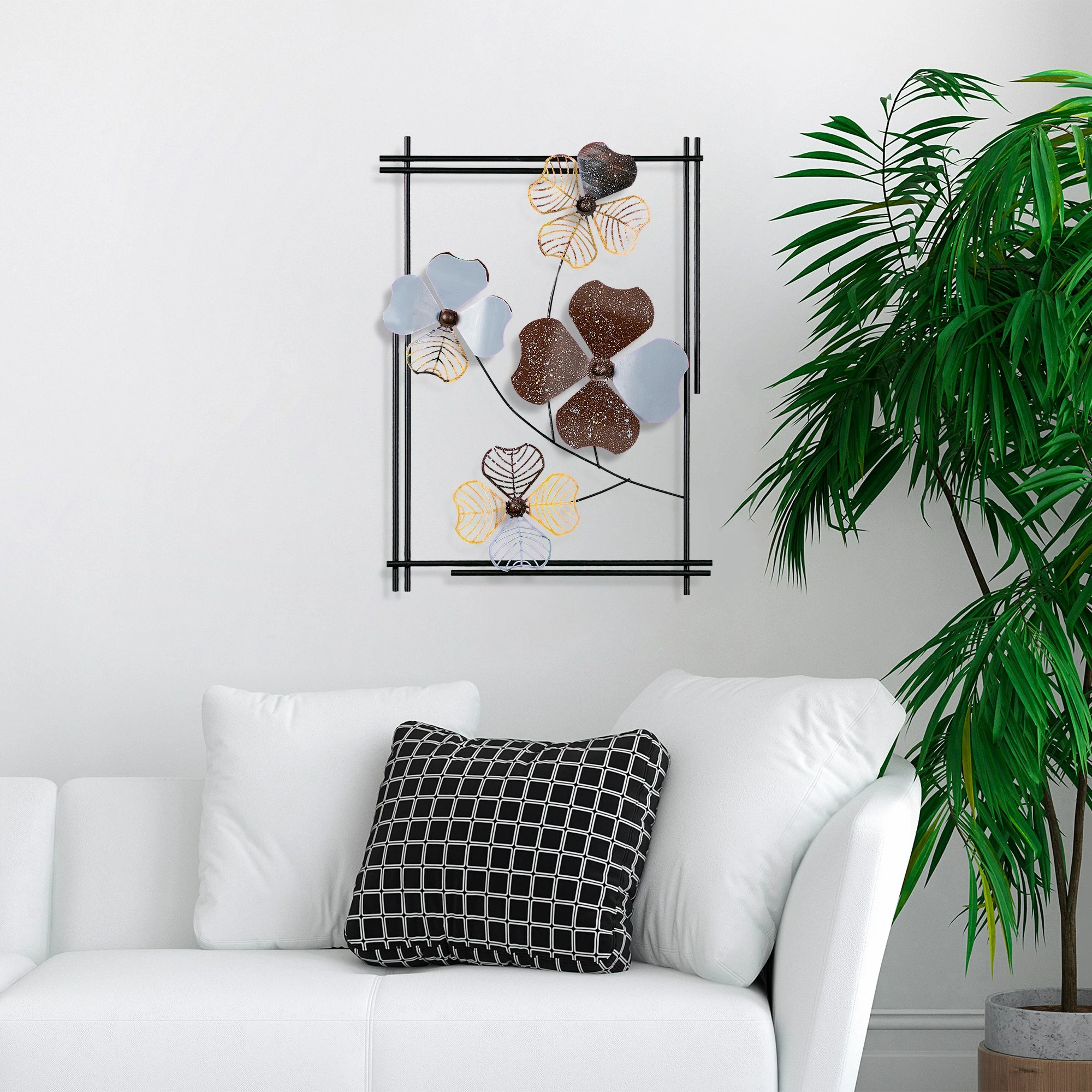 Aksesor dekorativ metalik për mur, Wallity Weinan 3, shumëngjyrësh, 50x70x4 cm
