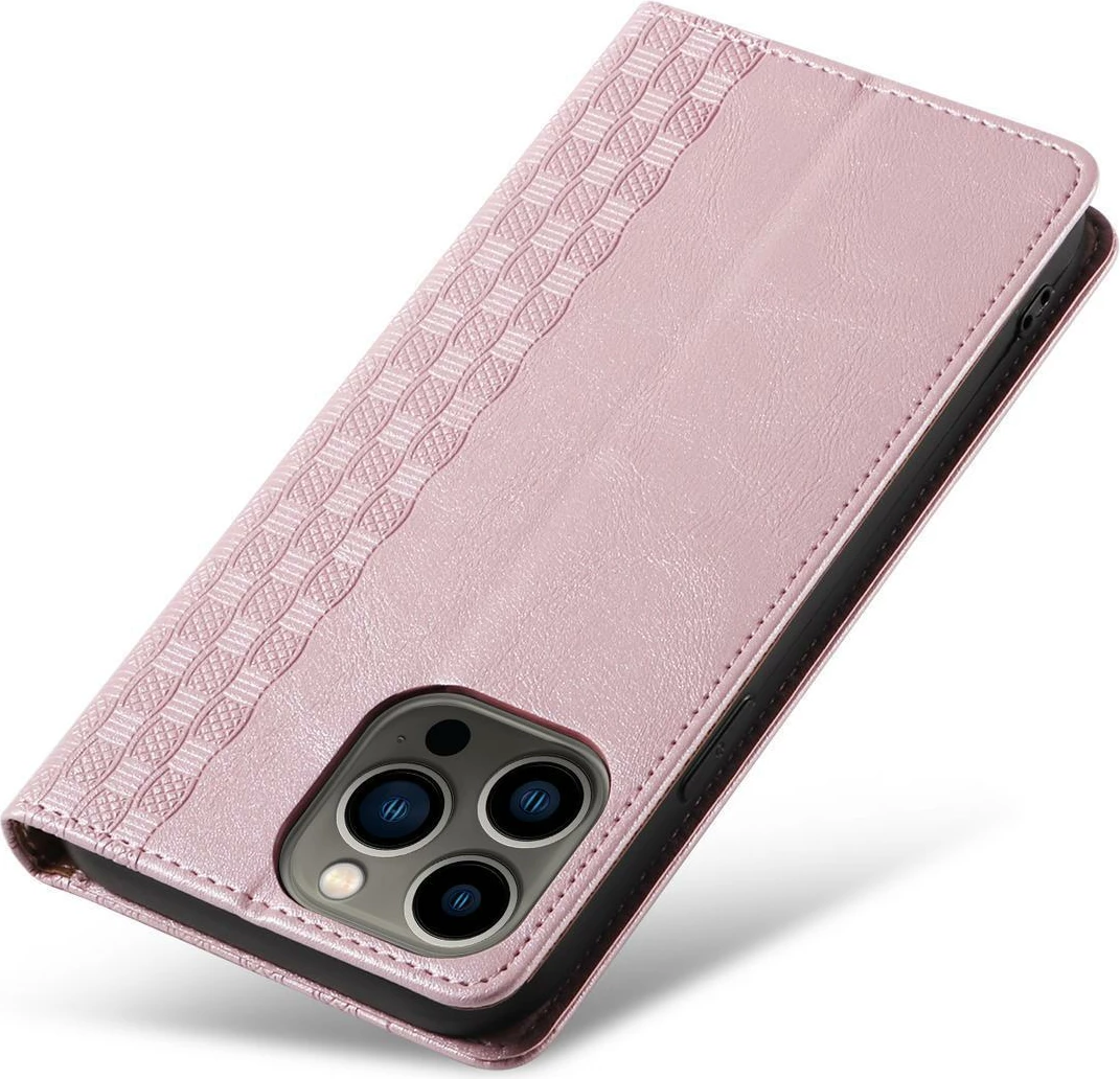 Mbështjellës Hurtel Magnet Strap Case për iPhone 14 Pro, portofol, qëndrim, rozë