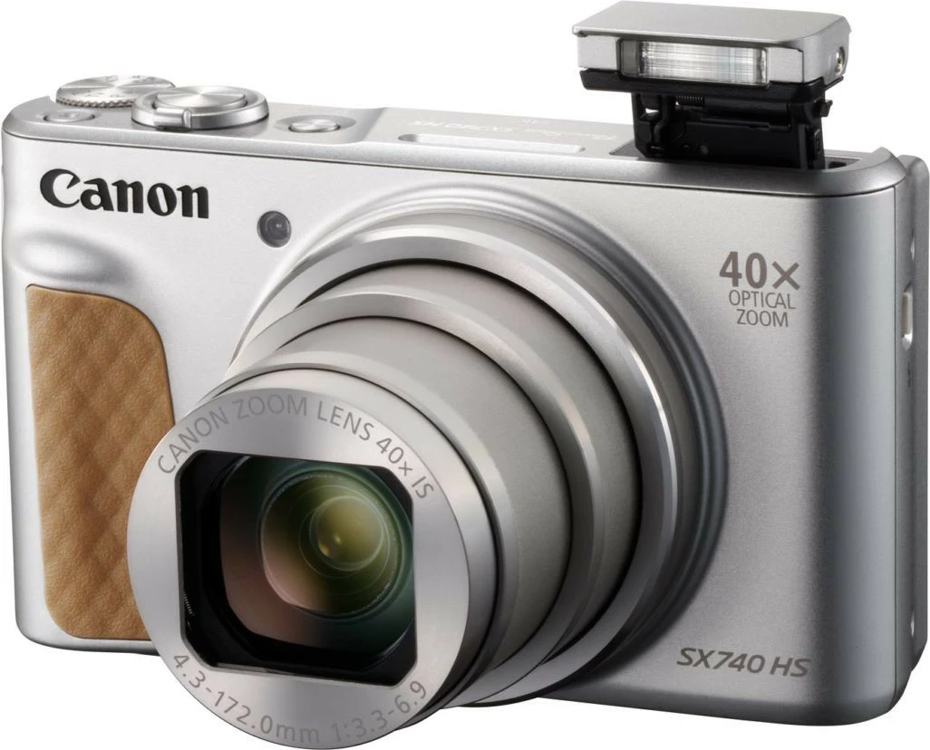 Aparat Canon PowerShot SX740 HS, 20.3 MP, Zoom optik 40x, 4K, Wi-Fi, Bluetooth, Srebrny