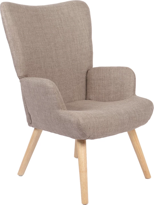 Fotel Gerlina, material gri-bezhë, këmbë ngjyrë natyrale, 71x64x94cm