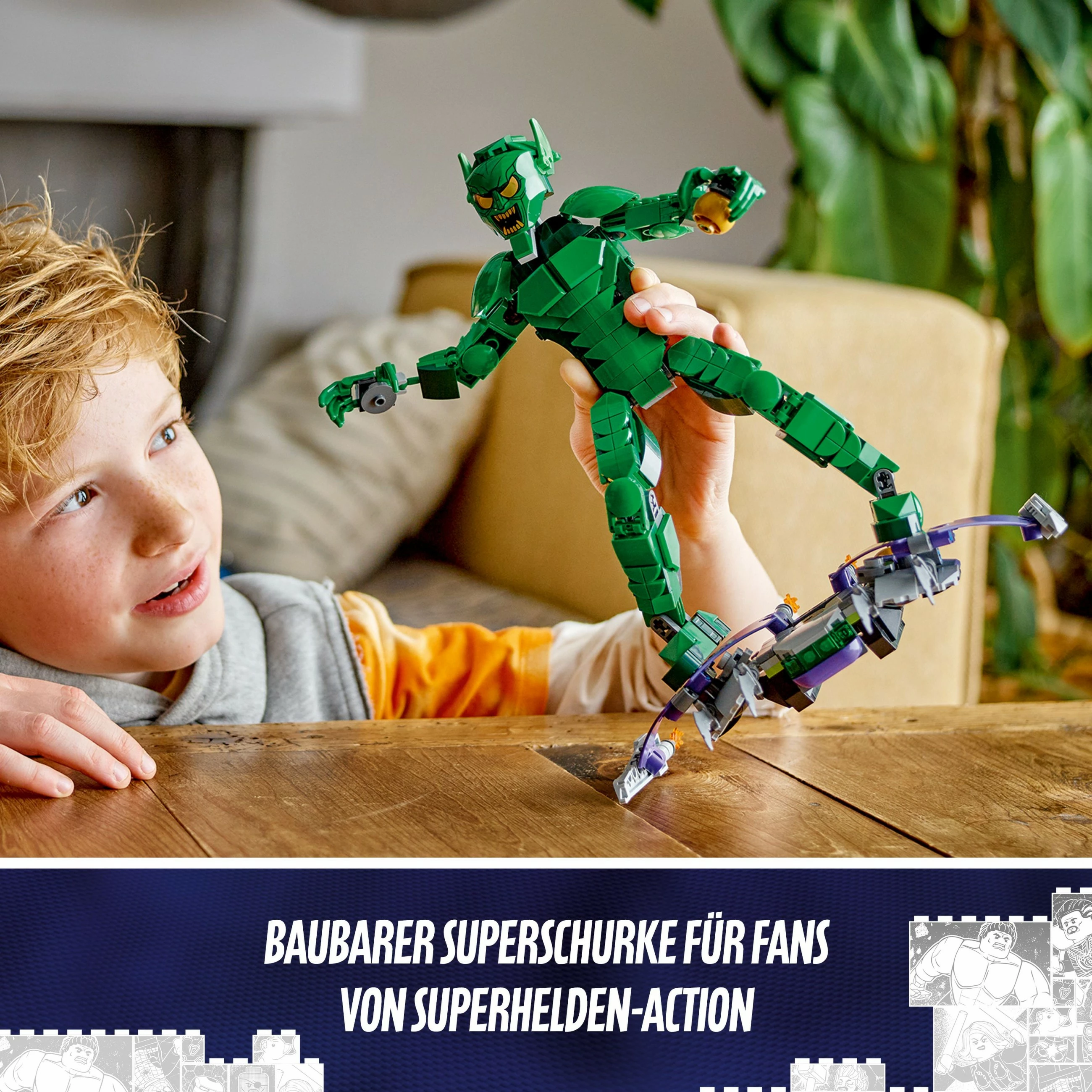 Set ndërtimi LEGO Marvel Green Goblin 76284, figurë ndërtuese, shumëngjyrëshe