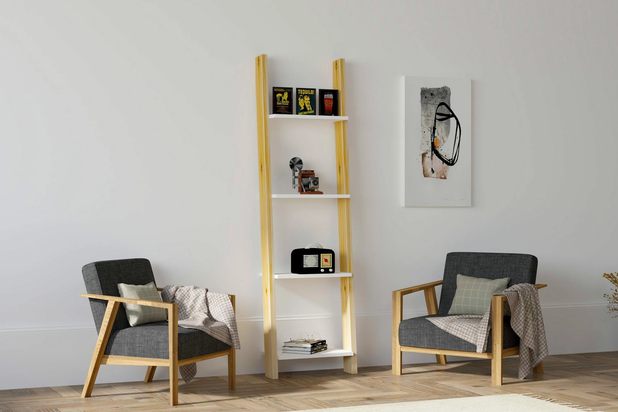 Raft librash Skye Decor, i bardhë, sapphire