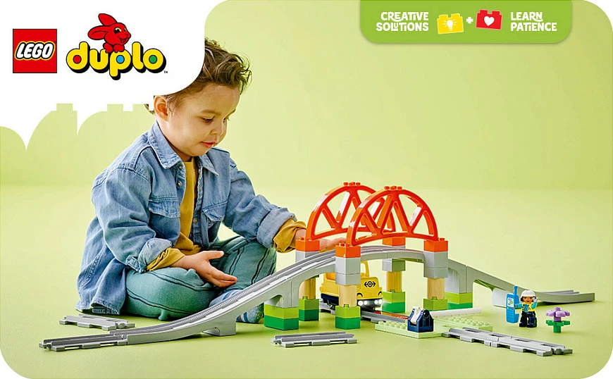 Set ndërtimi LEGO DUPLO 10426, ura treni dhe shina, 42 pjesë, multikolor