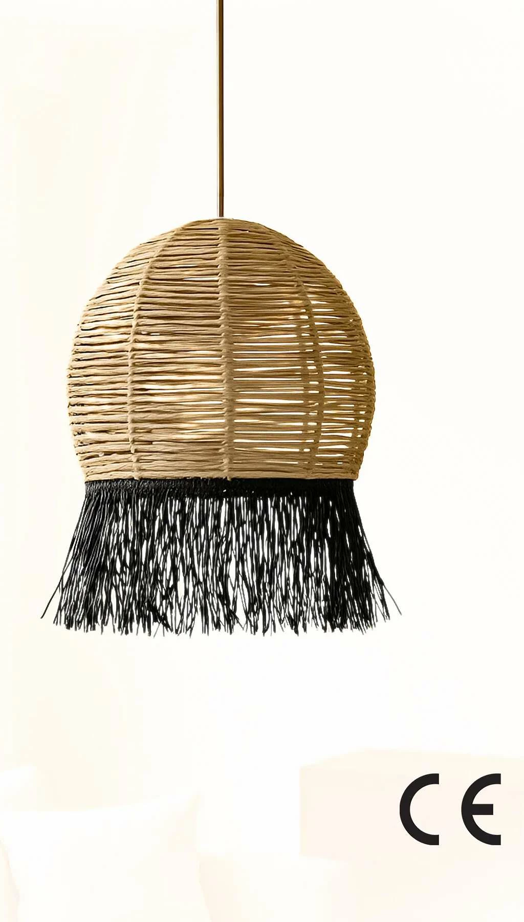 Llambë tavani Opviq, macrame, bezhë dhe e zezë, Javari