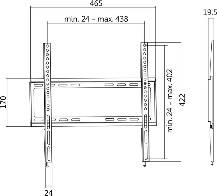 Mbajtëse muri për TV LogiLink BP0009, 32-55", VESA 400x400, e zezë