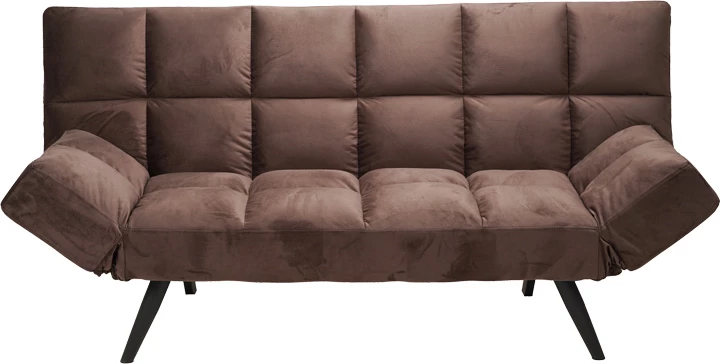 Divan-krevat Freddo I, kadife ngjyrë kafe, 181x81x86cm, 3 vende