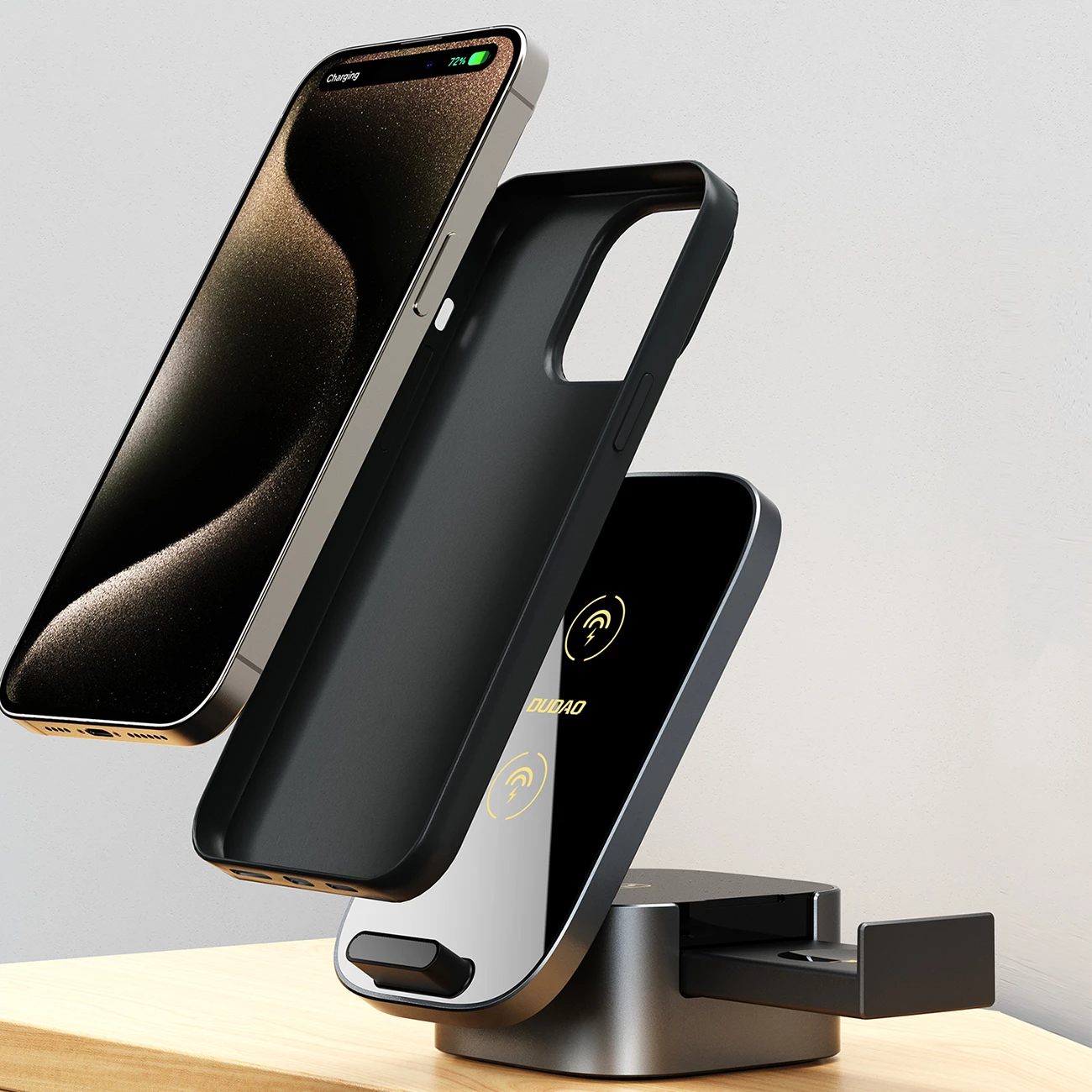 Karikues wireless 3-në-1 Dudao A11Pro+, 15W, për telefon, smartwatch dhe kufje, i zi