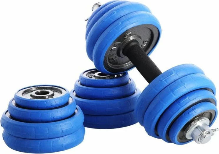 Set pesha 2-në-1 barbell dhe dumbbell HMS, unisex, argjend e kaltër