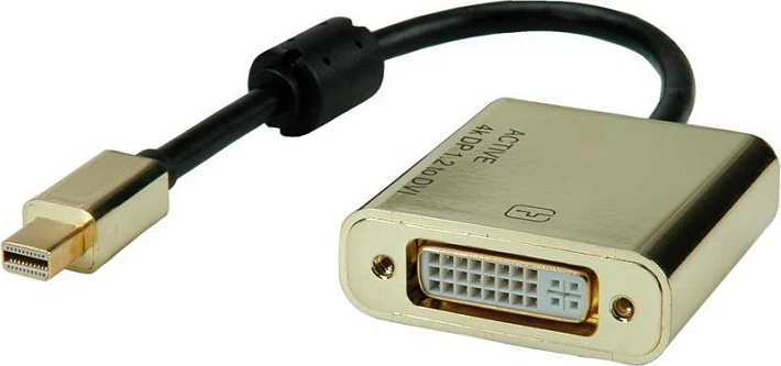 Adapter kabllo Mini DisplayPort në DVI-D ROLINE 12.03.3176, 0.1 m, 3840x2160, Gold