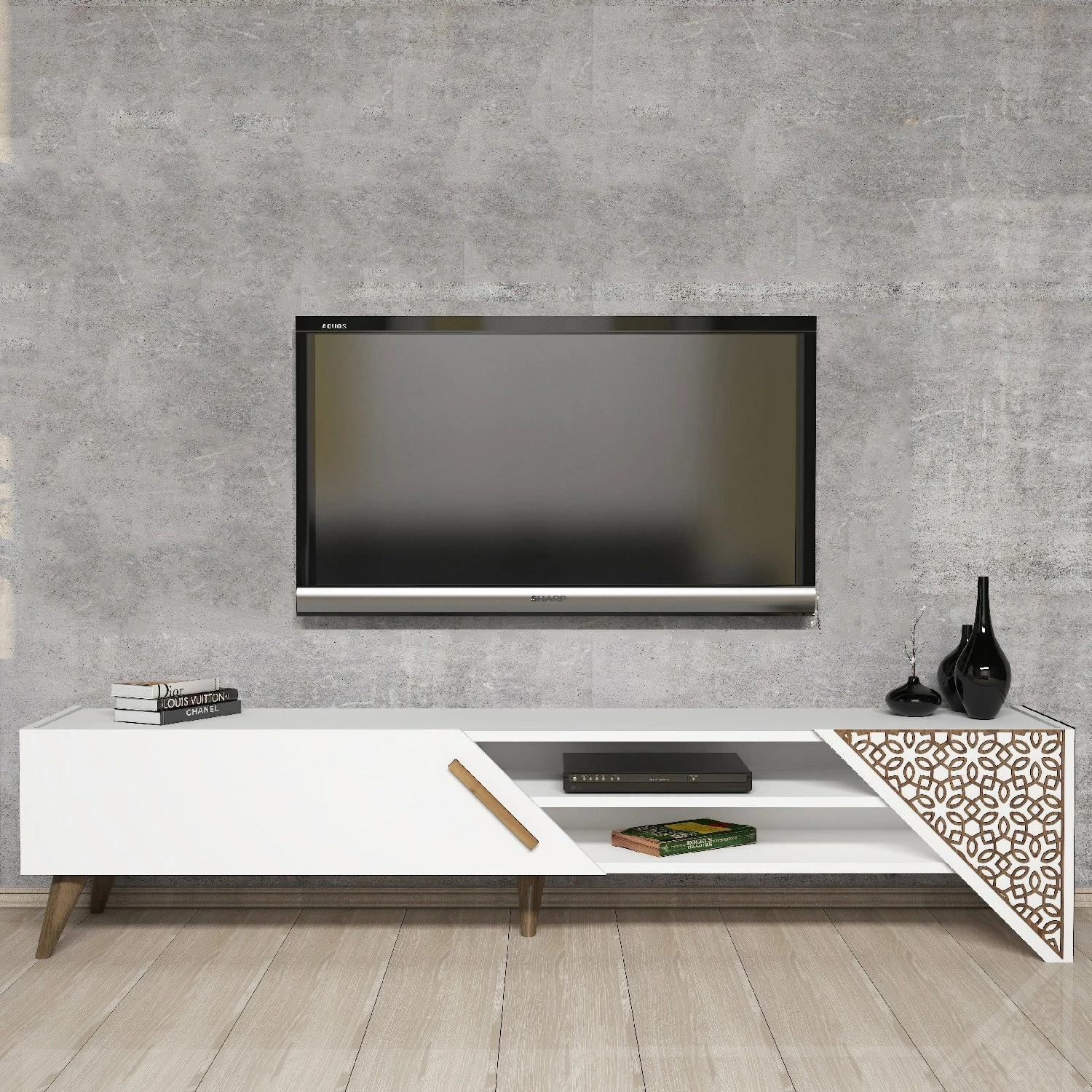 Komodë TV Skye Decor, Beril 2, e bardhë
