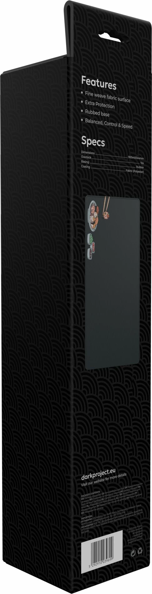 Mauspad Dark Project Sushi Cats Dark XL DPMP_SUCATS_DARK_XL 90×40 cm 4 mm, i zi