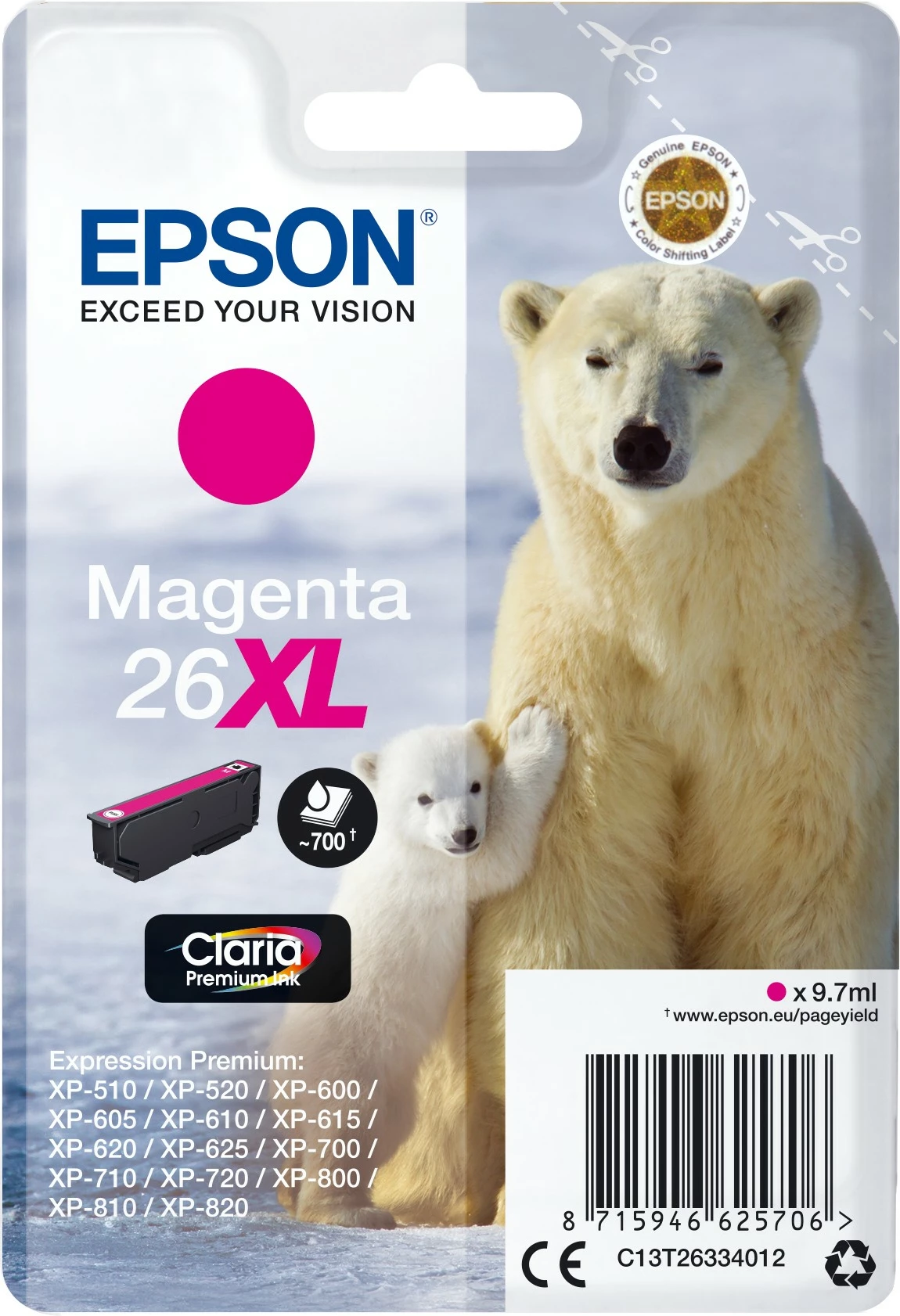Toner Epson 26XL magenta, High Yield, 9.7ml