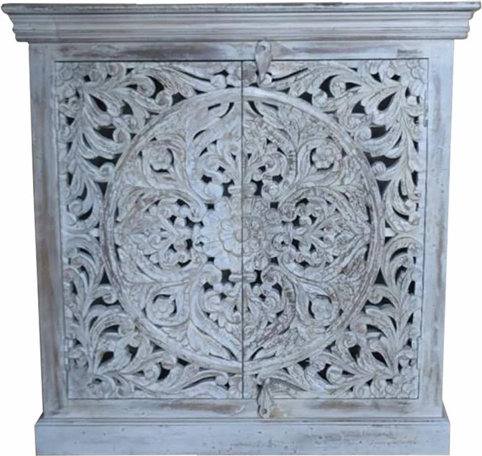 Komodë Kamala me 2 dyer, ngjyrë natyrale decape, 90x40x90