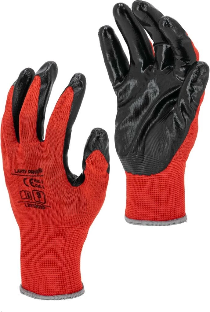 Doreza pune nitrile LAHTI PRO L221907W nr. 7, 12 palë, kuqe/zeza