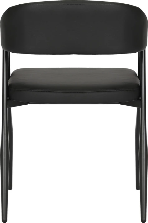 Fotel Sezan, lëkurë PU e zezë, këmbë metalike, 56x55x78cm