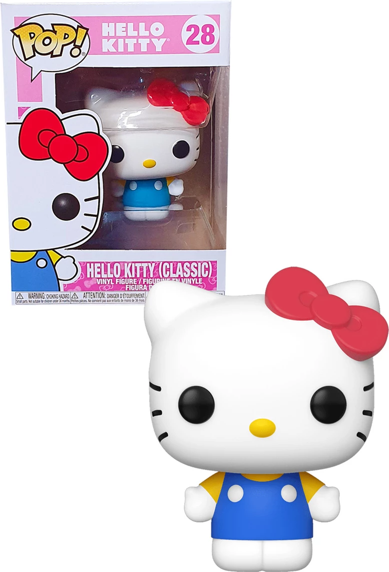 Figurinë koleksionuese Funko POP! Sanrio Hello Kitty Classic #28, vinyl, e bardhë/blu me fjongo të kuqe