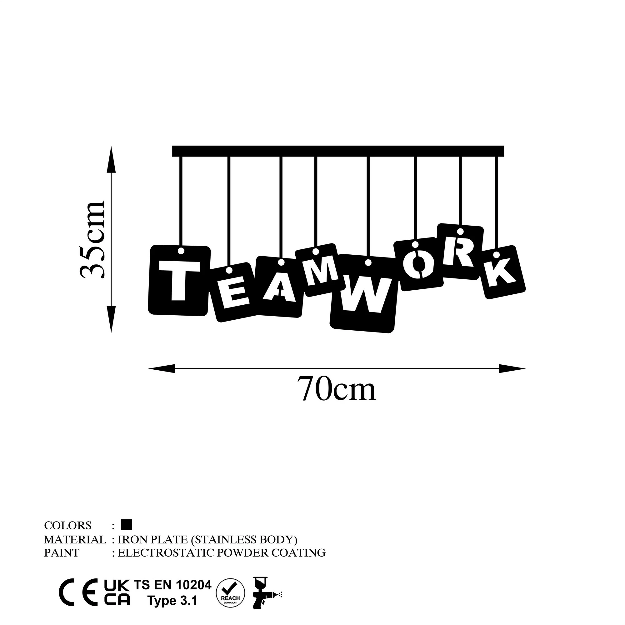 Aksesor dekorativ metalik për mur, Wallity, Teamwork