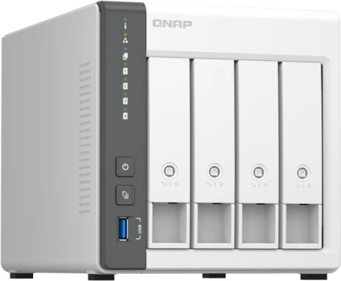 server NAS QNAP TS-433-4G, 4 disqe, 4GB RAM, 2.5GbE, i bardhë/gri