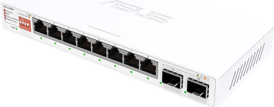 Switch ASUS QG-U1080, 8x 2.5G RJ-45 + 2x 10G SFP+, i pamenaxhueshëm, desktop, i bardhë