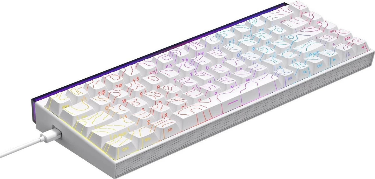 Tastierë mekanike Ajazz NK68, 65%, 68 taste, RGB, USB-C, Red Switch, e bardhë
