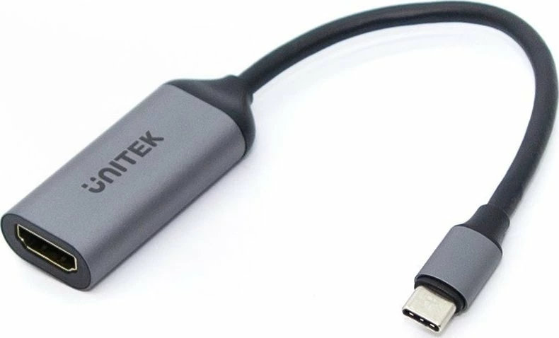 Adapter USB-C në HDMI Unitek V1420A, 4K@60Hz, HDMI 2.0, HDCP 2.3, kabllo 0.15 m, gri