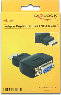 Adapter DeLOCK 65567 DisplayPort në VGA, 1080p, i zi