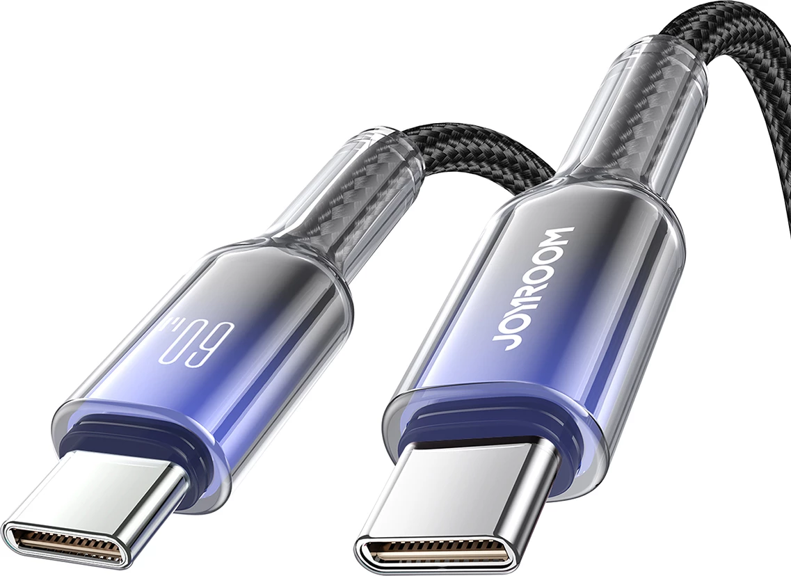 Kabllo USB-C në USB-C Joyroom S-A42 Crystal-Clear Series, 1.2m, 60W, e zezë