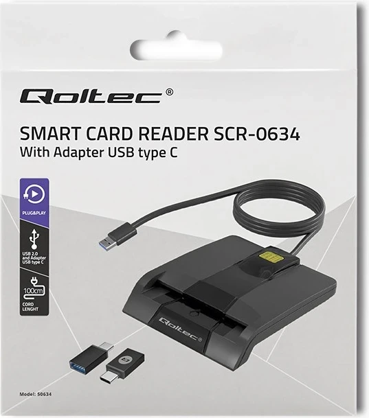 Lexues kartelash Qoltec 50634, USB Type C, i zi