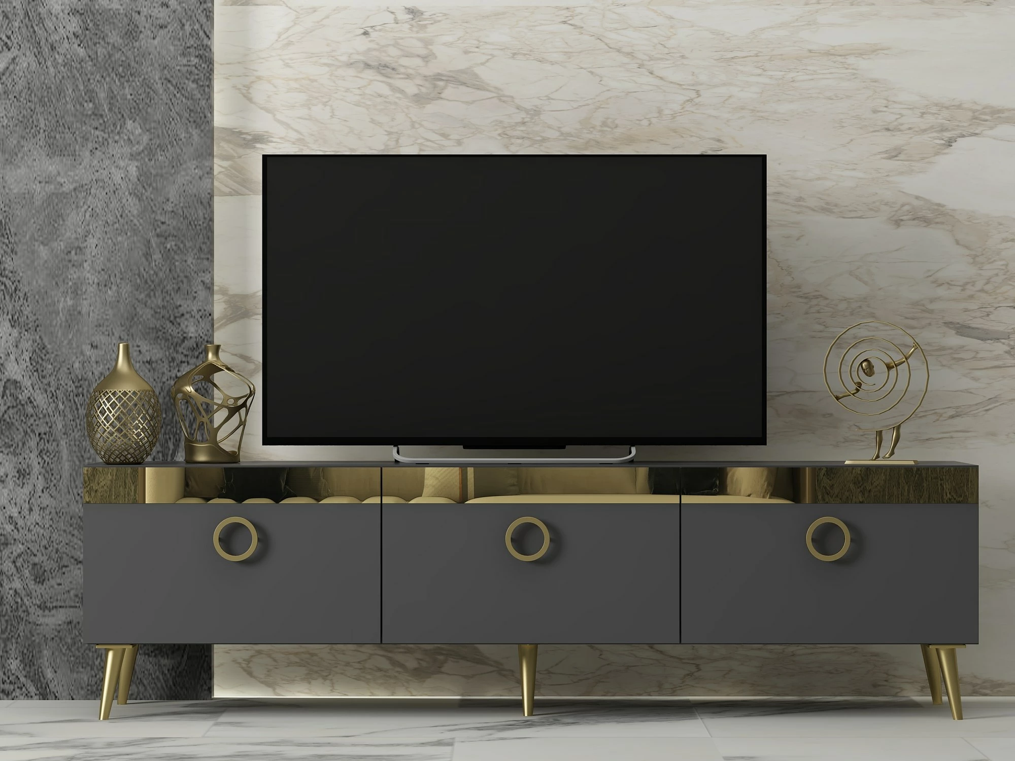Komodë TV Hanah Home, Safar, ngjyrë antracit