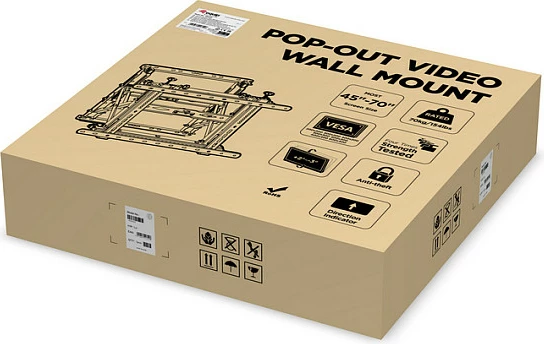 Mbajtëse muri për TV Equip Popout 1Gelenk, 45"-70", VESA 600x400, 70 kg, e zezë