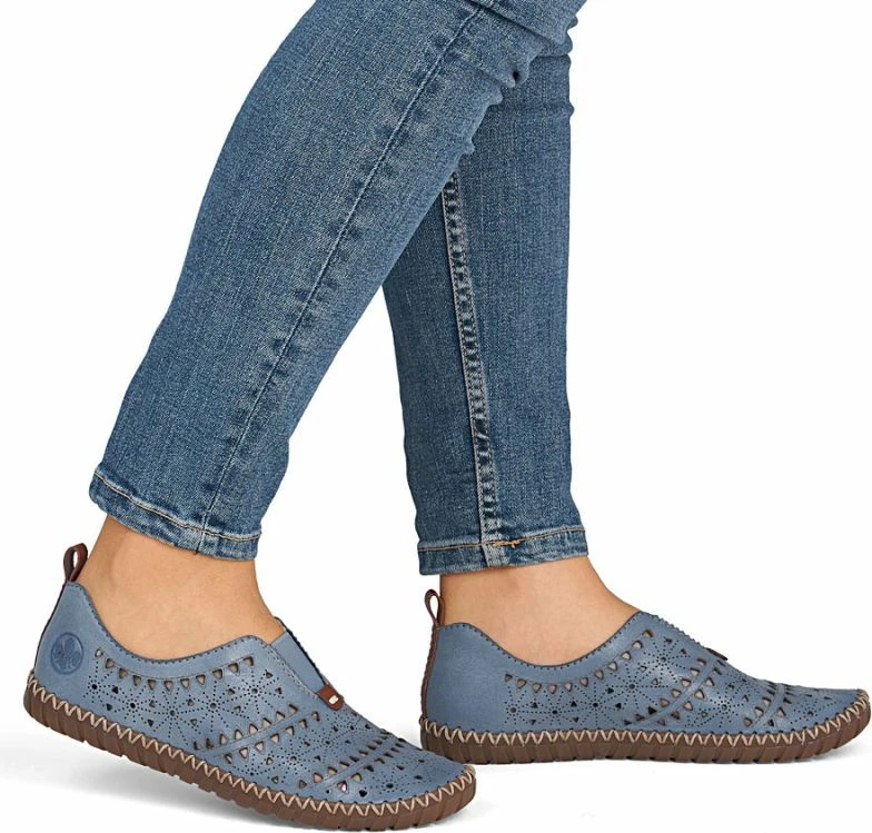 Këpucë lëkure për femra Rieker M2852-12, blu