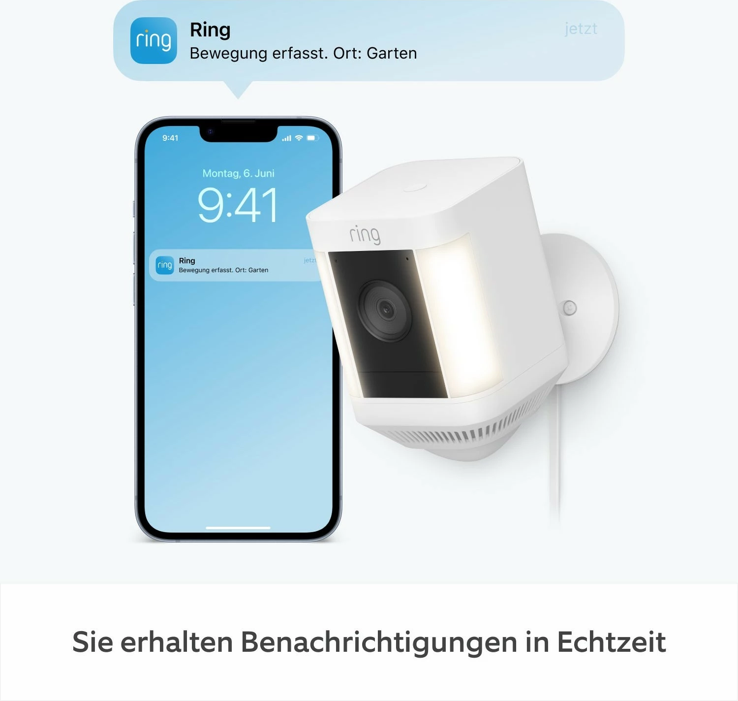 Kamerë sigurie IP Amazon Ring Spotlight Cam Plus, Wireless, Montim tavan/mur, Bardhë