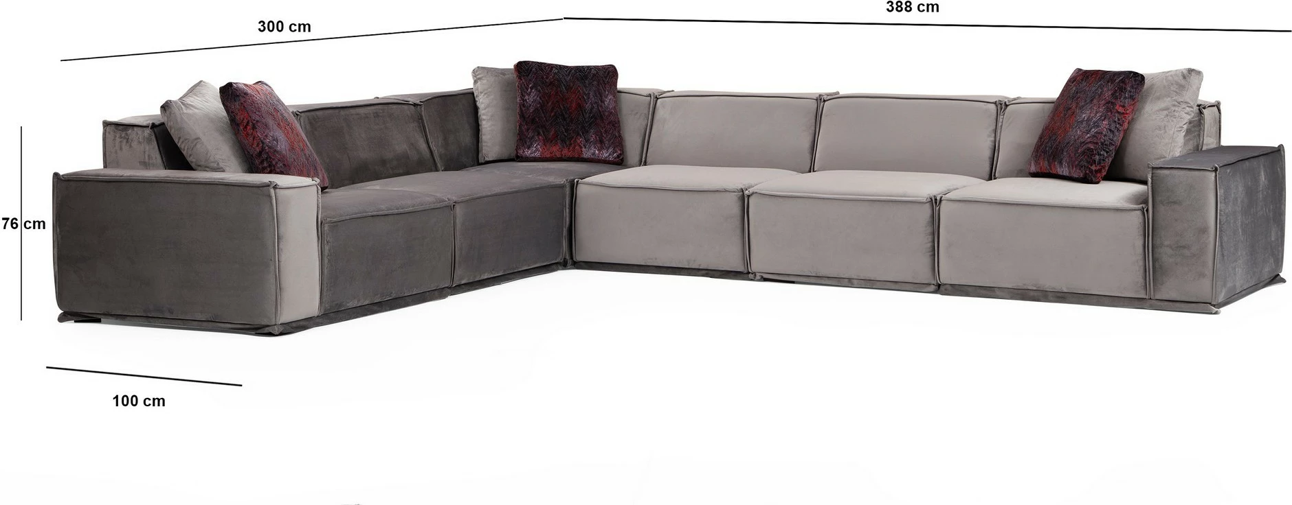 Këndare Atelier del Sofa, Lego Corner 1 (L1-O1-C-O1-O1-1R), ngjyrë gri, set me 6 pjesë