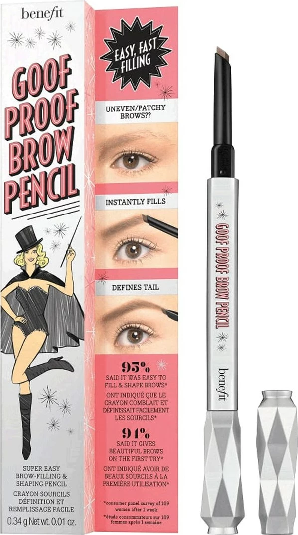 Laps për vetulla Benefit Goof Proof Brow Pencil për femra 6 Cool Soft Black 0.34g