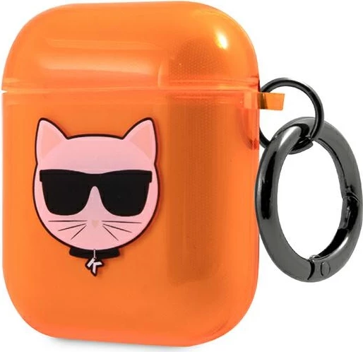 Mbështjellës Karl Lagerfeld KLA2UCHFO për AirPods 1/2, me unazë, portokalli