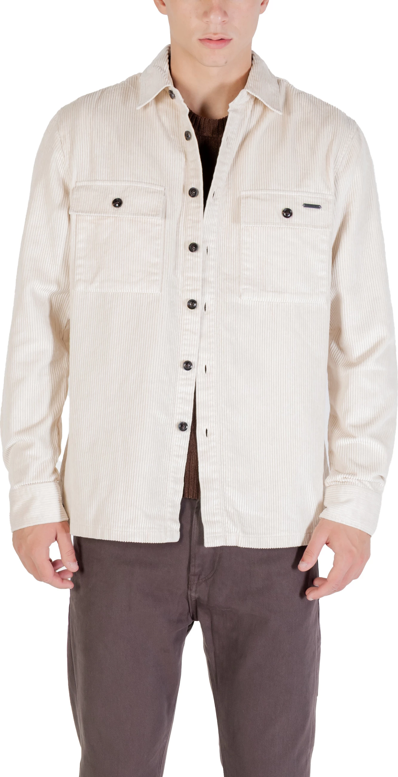 Këmishë overshirt për meshkuj Gianni Lupo GL7820S, krem e çelët