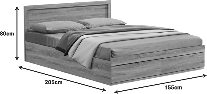 Krevat Olympus me sirtar, ngjyrë lisi e çelët, 150x200cm