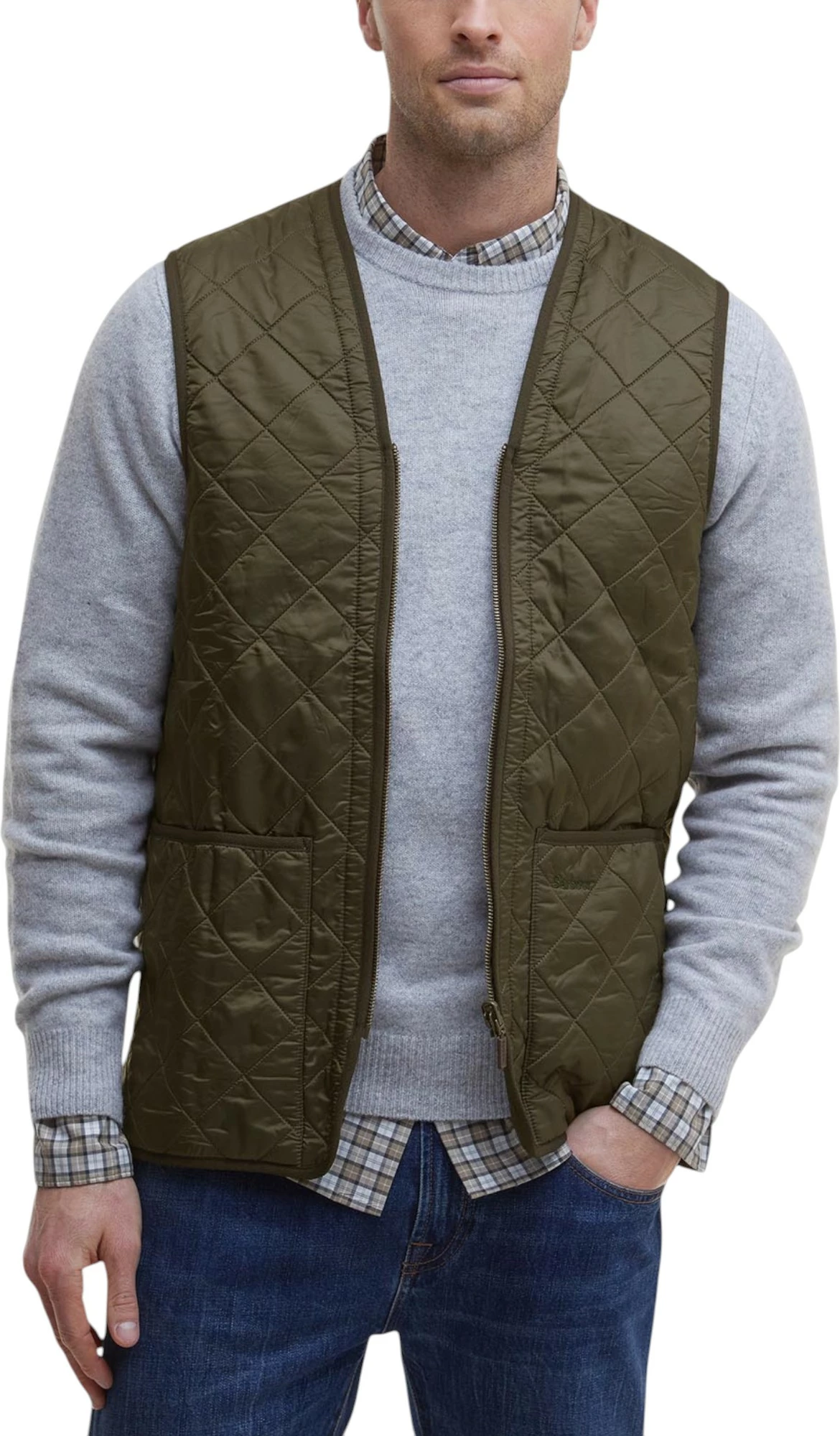 Jelek për meshkuj Barbour Polarquilt Waistcoat Zip Liner MLI0002, i gjelbër ulliri