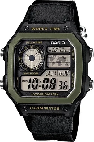 Orë dore Casio AE-1200WHB-1B, e zezë/gjelbër