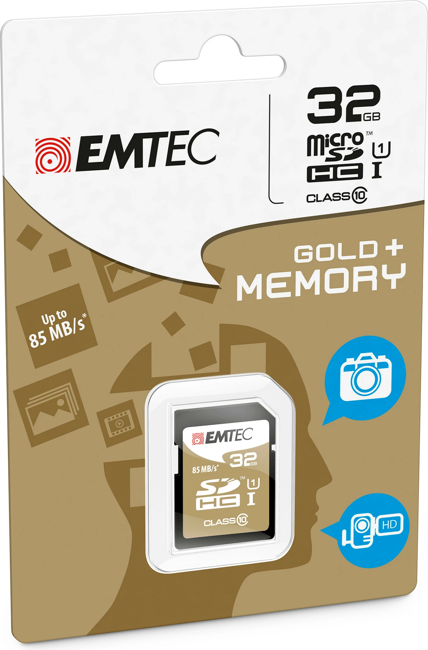 Kartelë memorie SDHC EMTEC ECMSD32GHC10GP, 32GB, Class 10, 85MB/s, e zezë/kafe