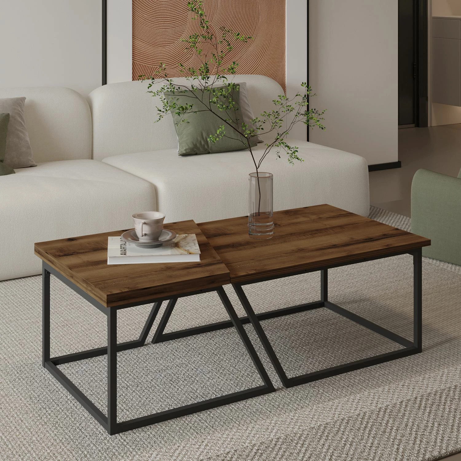 Set tavolinash kafeje Skye Decor, Verona P0024623, ngjyrë arre rustike