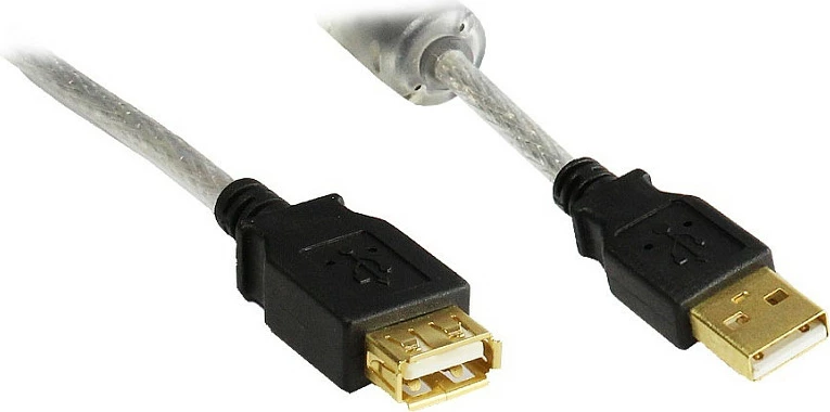 Kabllo zgjatëse USB GoodConnections USB 2.0, 1.8m, USB-A mashkull në USB-A femër, e zezë/transparent