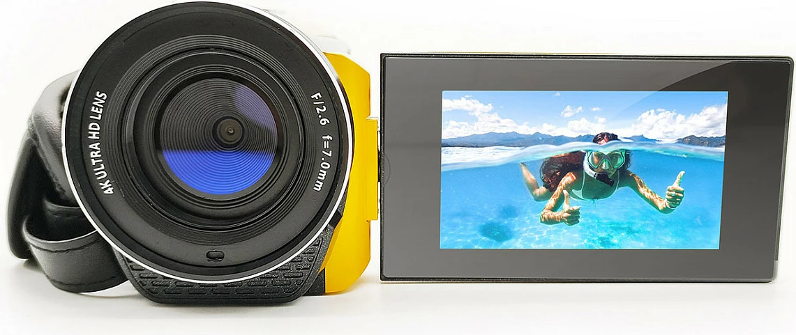Kamerë video EASYPIX Aquapix WDV5630, 4K, 13 MP, ekran 3", MicroSD deri 128GB, e verdhë