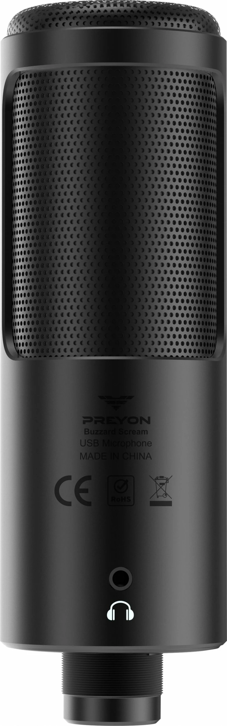 Mikrofon PREYON Buzzard Scream PBS43B, USB-C/3.5mm, kardioid, me stand dhe pop filter, i zi